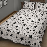 White And Black Star Pattern Print Quilt Bed Set