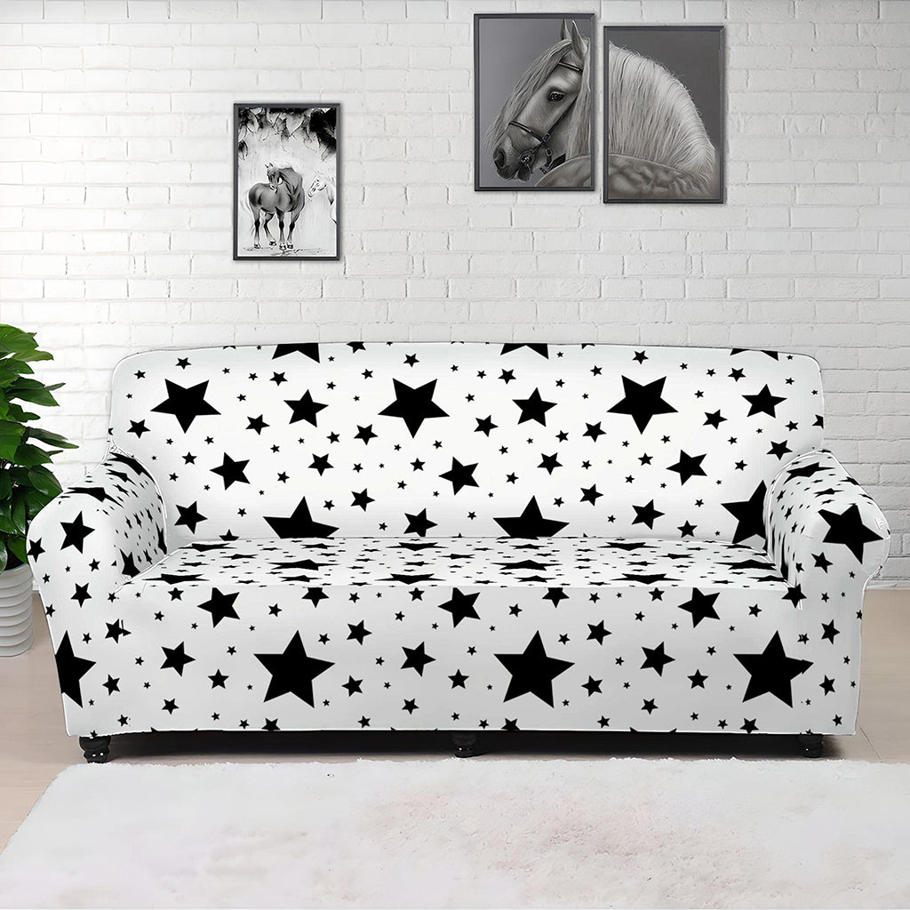 White And Black Star Pattern Print Sofa Cover