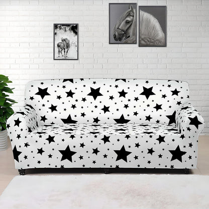 White And Black Star Pattern Print Sofa Cover