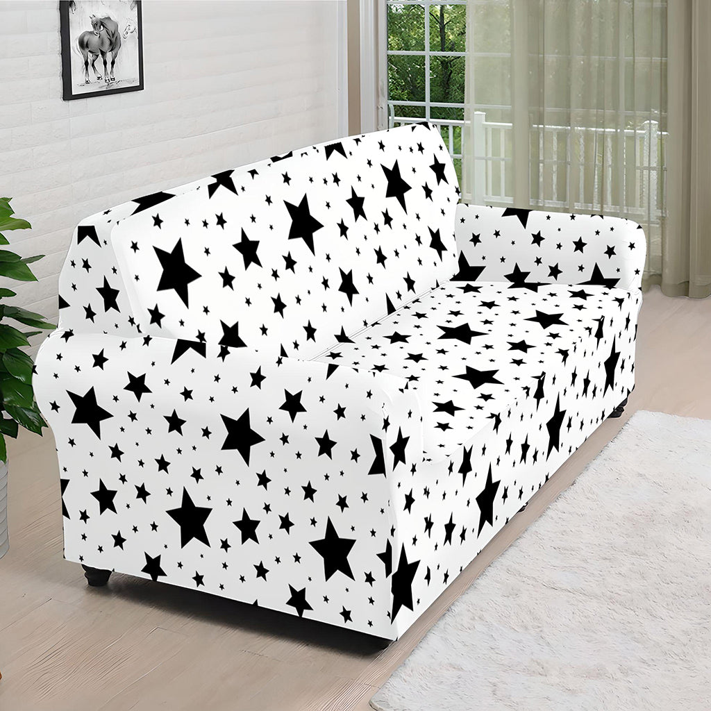 White And Black Star Pattern Print Sofa Cover