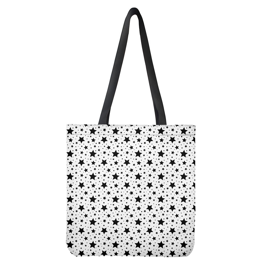 White And Black Star Pattern Print Tote Bag