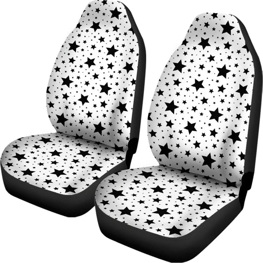 White And Black Star Pattern Print Universal Fit Car Seat Covers