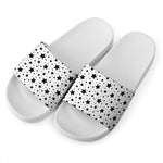 White And Black Star Pattern Print White Slide Sandals