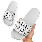 White And Black Star Pattern Print White Slide Sandals