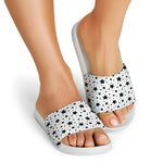 White And Black Star Pattern Print White Slide Sandals