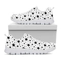 White And Black Star Pattern Print White Running Shoes