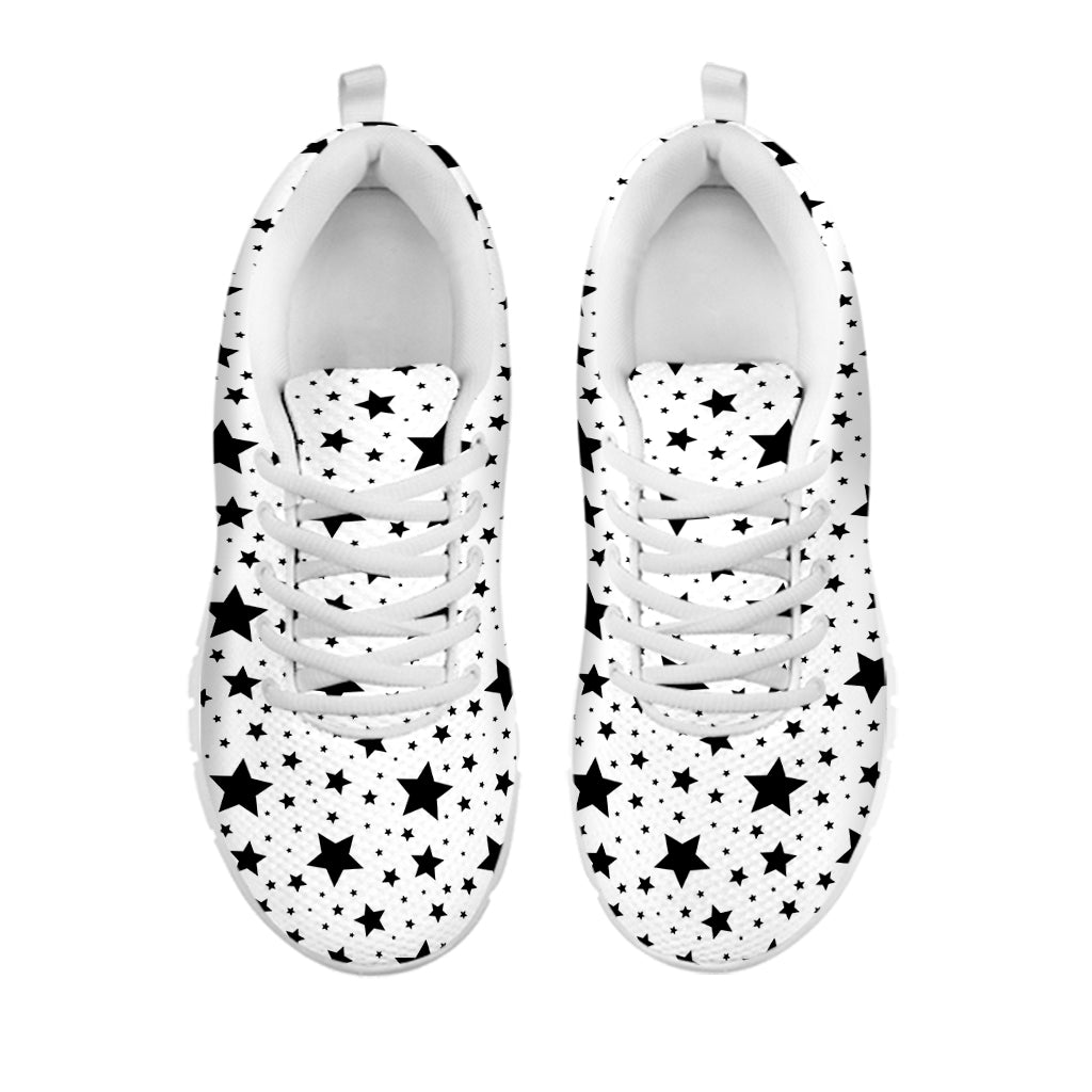 White And Black Star Pattern Print White Sneakers