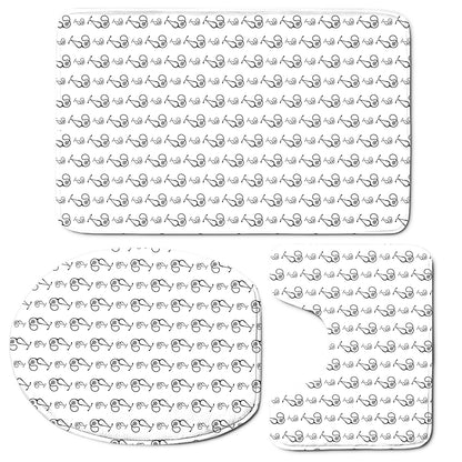 White And Black Stethoscope Print 3 Piece Bath Mat Set
