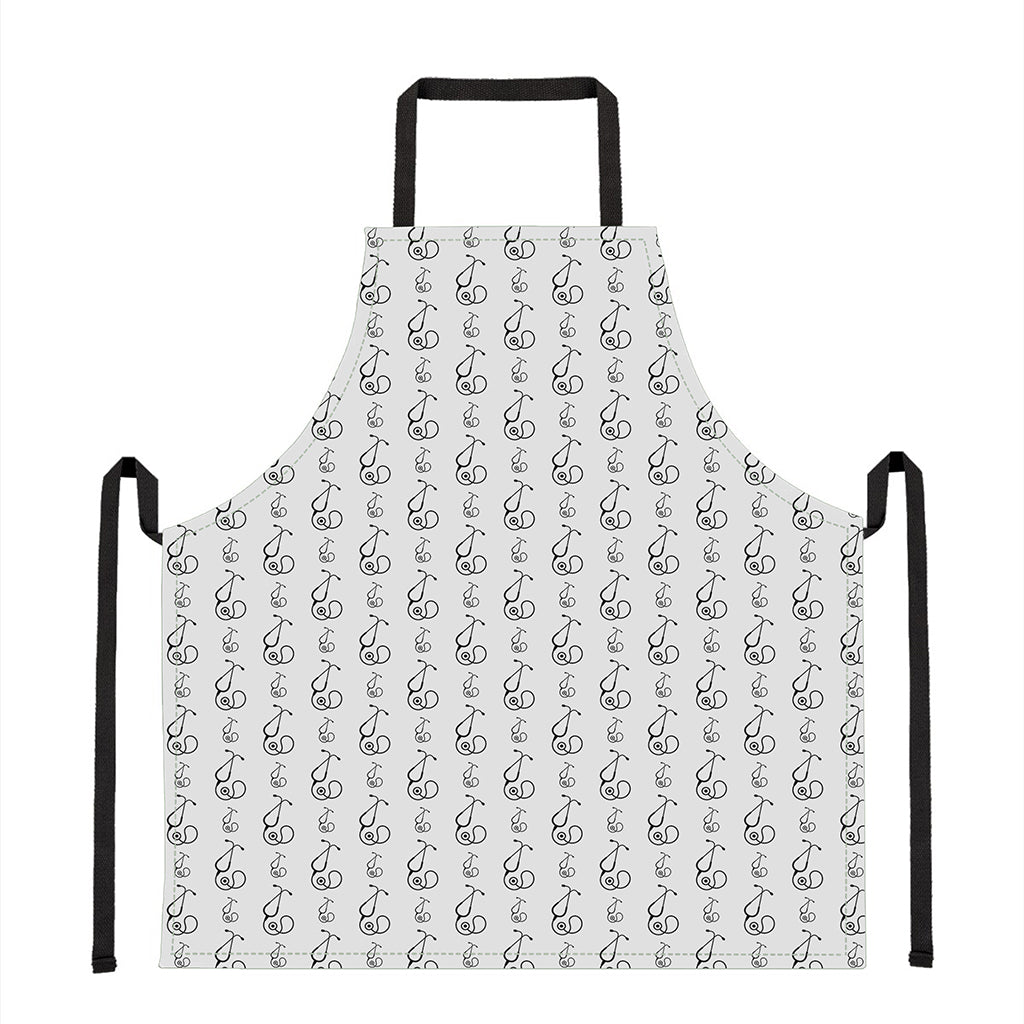 White And Black Stethoscope Print Apron