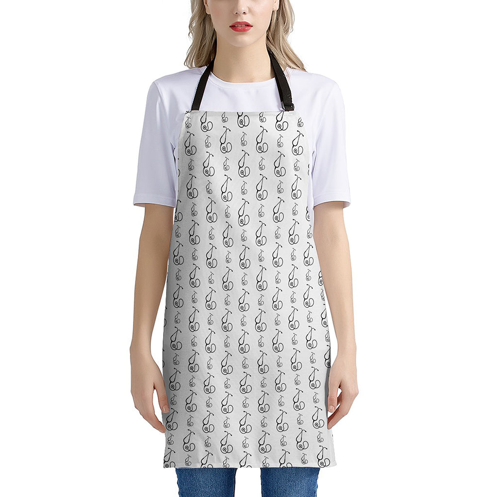 White And Black Stethoscope Print Apron