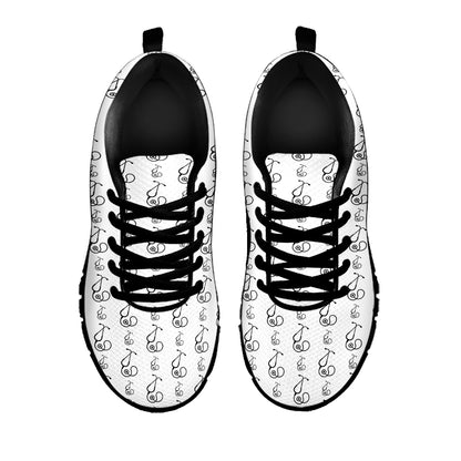 White And Black Stethoscope Print Black Sneakers