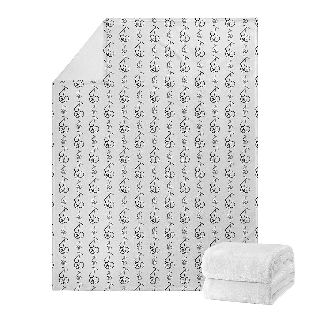 White And Black Stethoscope Print Blanket