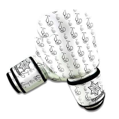 White And Black Stethoscope Print Boxing Gloves
