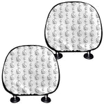 White And Black Stethoscope Print Car Headrest Covers