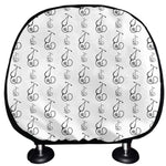 White And Black Stethoscope Print Car Headrest Covers