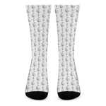 White And Black Stethoscope Print Crew Socks