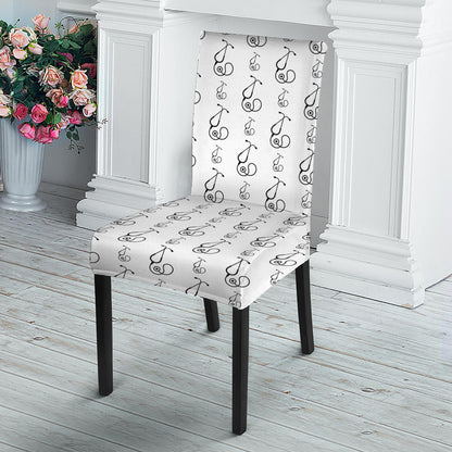 White And Black Stethoscope Print Dining Chair Slipcover