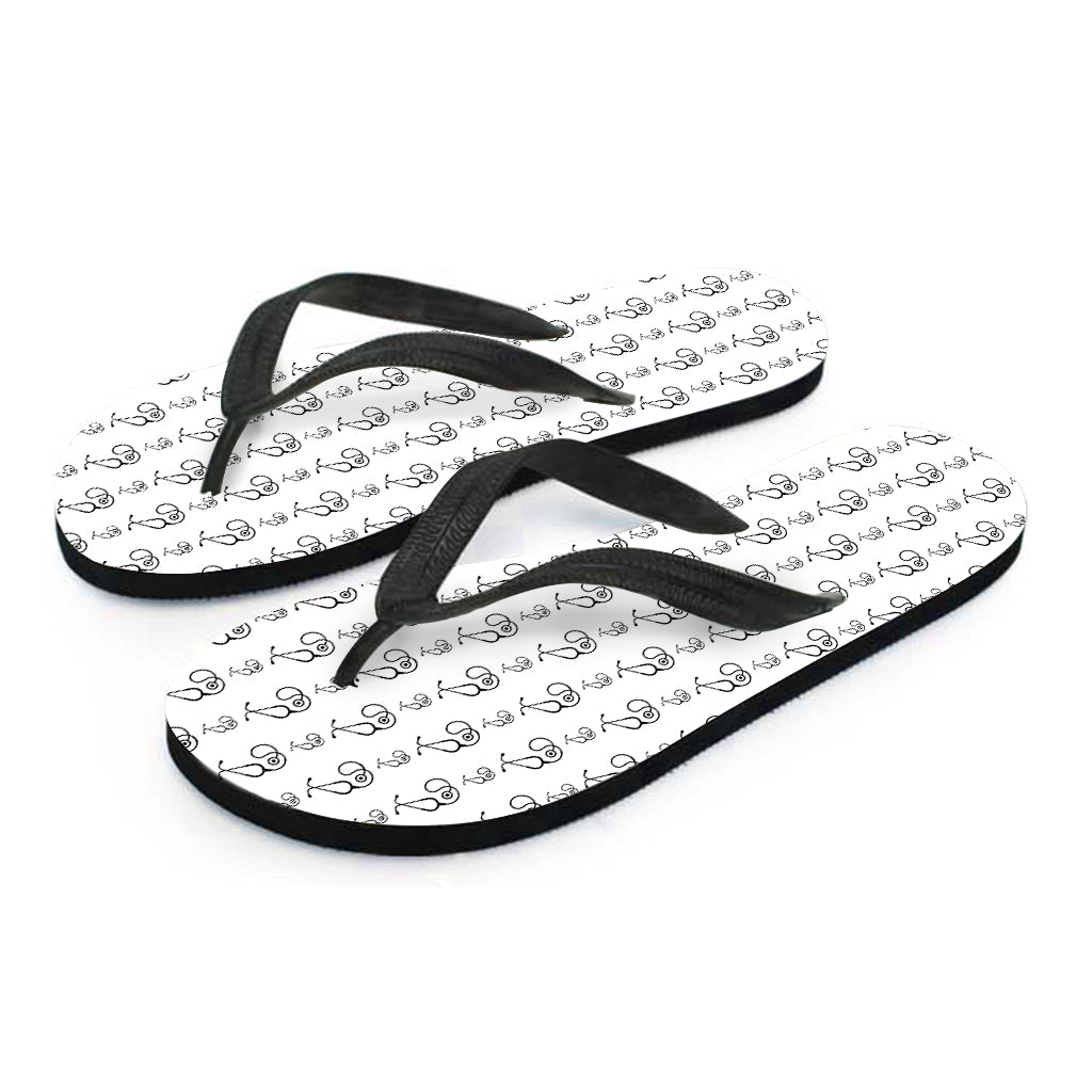 White And Black Stethoscope Print Flip Flops