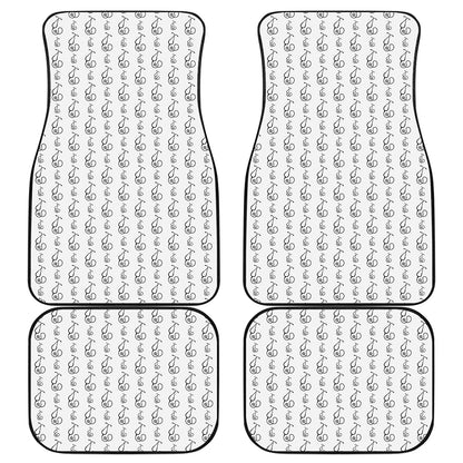 White And Black Stethoscope Print Front and Back Car Floor Mats