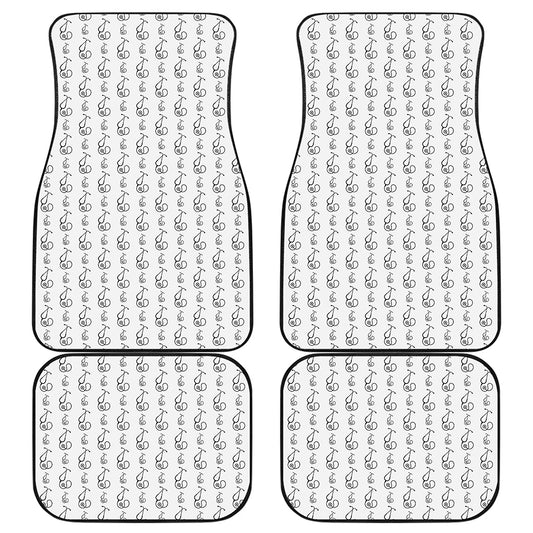 White And Black Stethoscope Print Front and Back Car Floor Mats