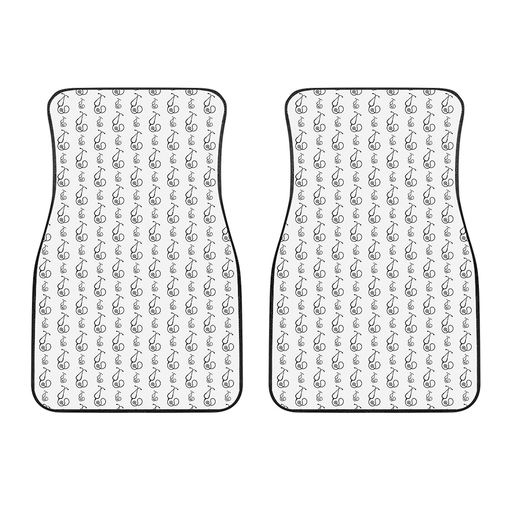 White And Black Stethoscope Print Front Car Floor Mats