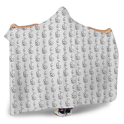 White And Black Stethoscope Print Hooded Blanket