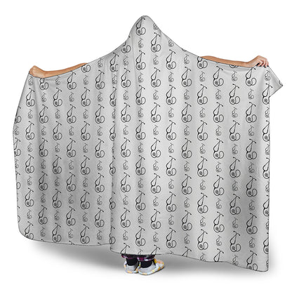 White And Black Stethoscope Print Hooded Blanket