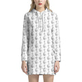 White And Black Stethoscope Print Pullover Hoodie Dress