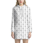 White And Black Stethoscope Print Hoodie Dress