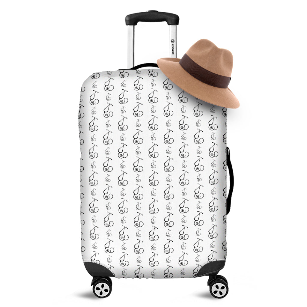 White And Black Stethoscope Print Luggage Cover
