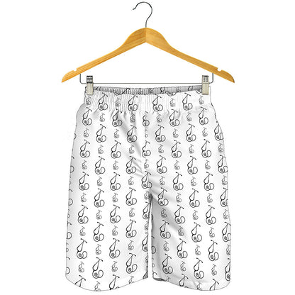 White And Black Stethoscope Print Men's Shorts