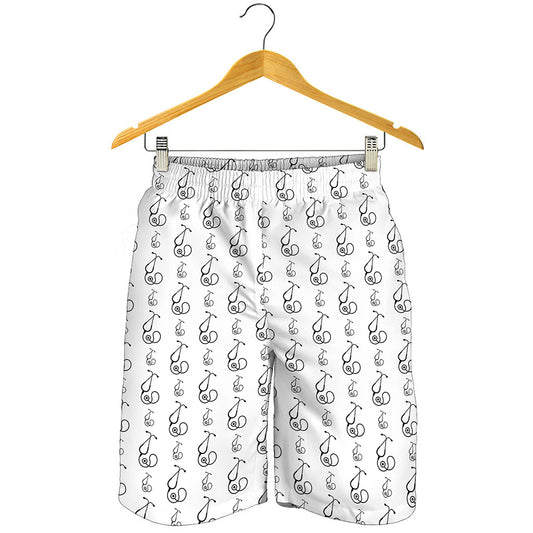 White And Black Stethoscope Print Men's Shorts