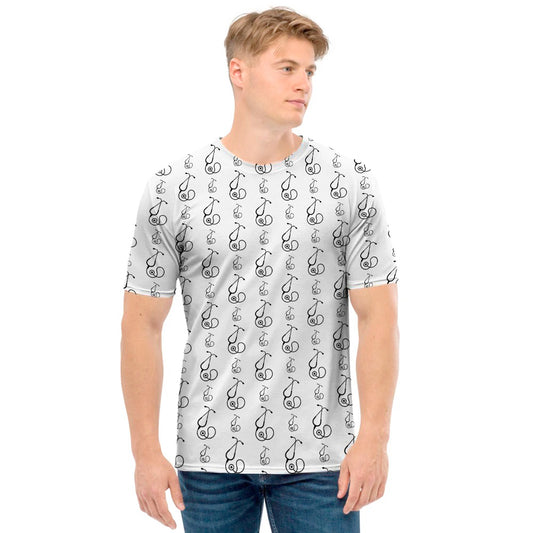 White And Black Stethoscope Print Men's T-Shirt