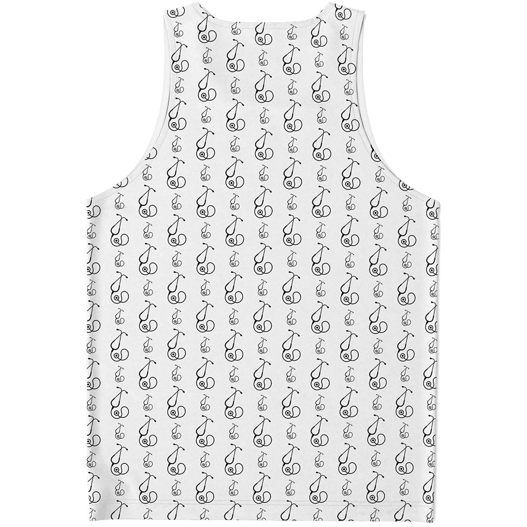 White And Black Stethoscope Print Men's Tank Top