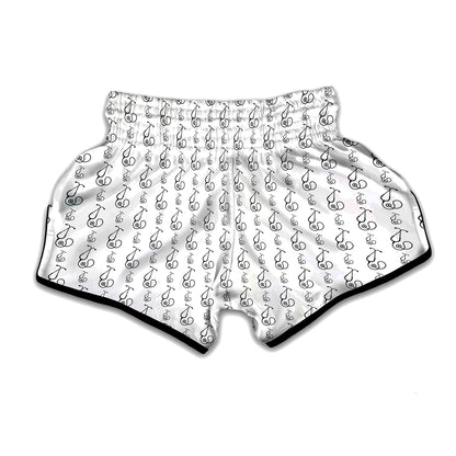 White And Black Stethoscope Print Muay Thai Boxing Shorts