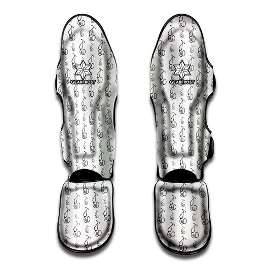 White And Black Stethoscope Print Muay Thai Shin Guard