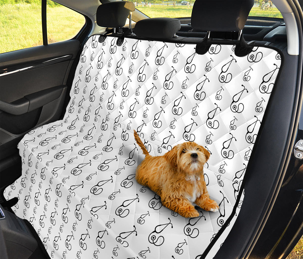 White And Black Stethoscope Print Pet Car Back Seat Cover