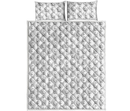 White And Black Stethoscope Print Quilt Bed Set