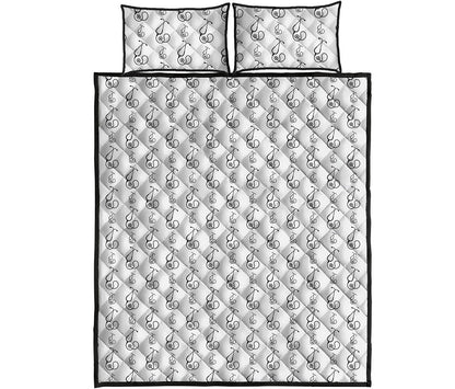White And Black Stethoscope Print Quilt Bed Set