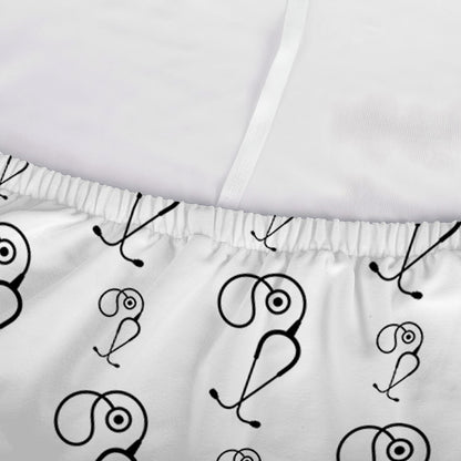 White And Black Stethoscope Print Sofa Cover