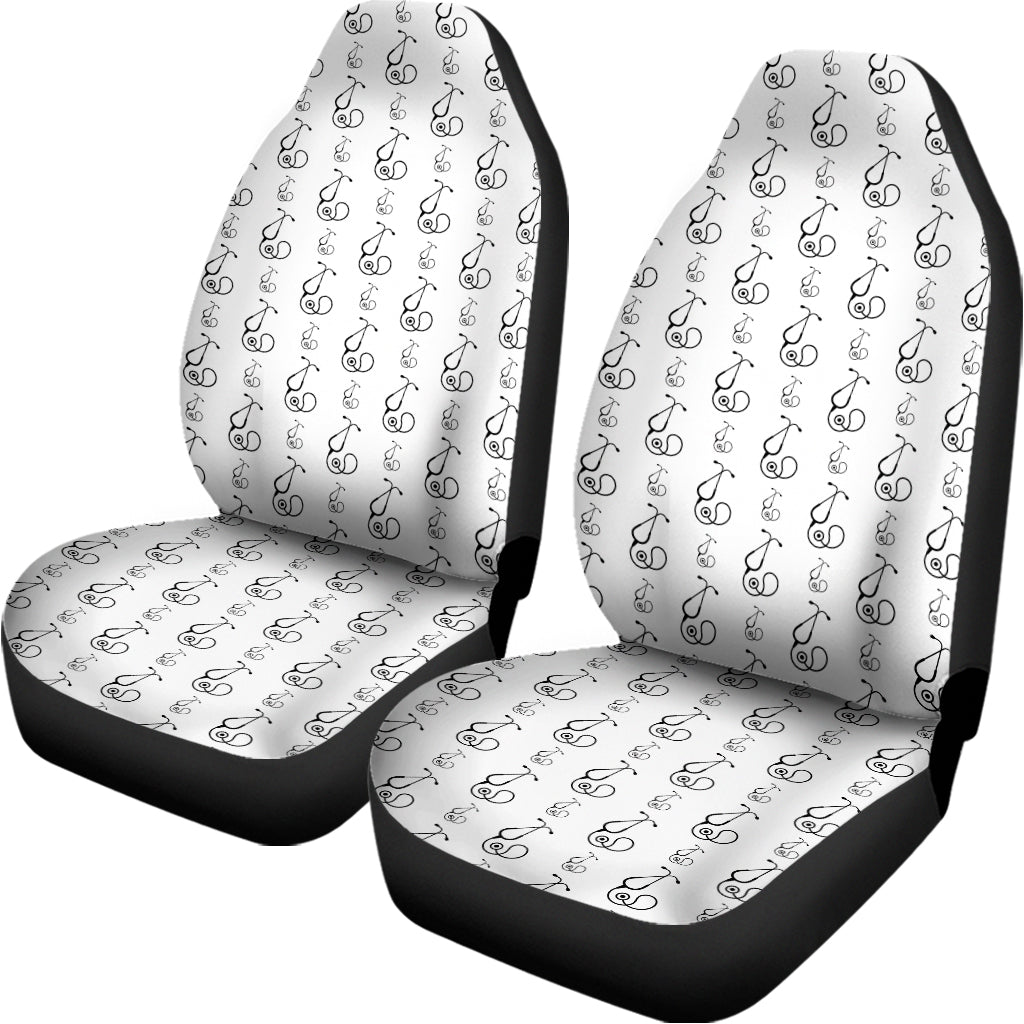 White And Black Stethoscope Print Universal Fit Car Seat Covers