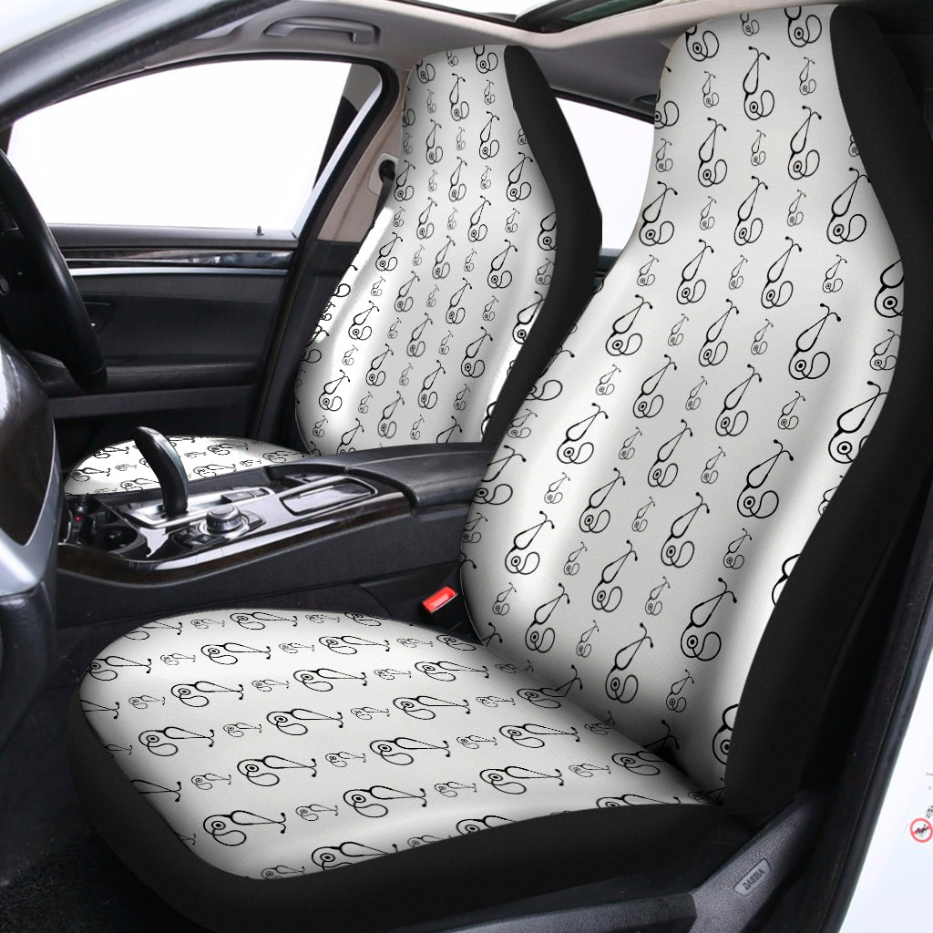 White And Black Stethoscope Print Universal Fit Car Seat Covers