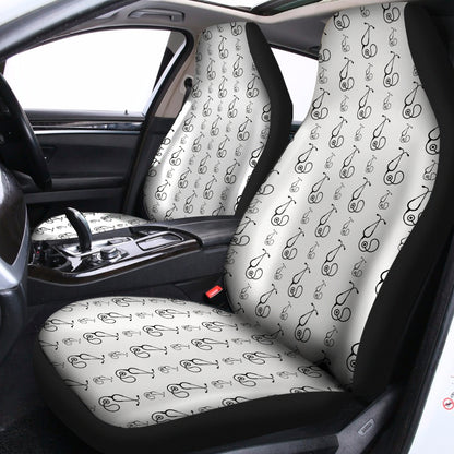 White And Black Stethoscope Print Universal Fit Car Seat Covers