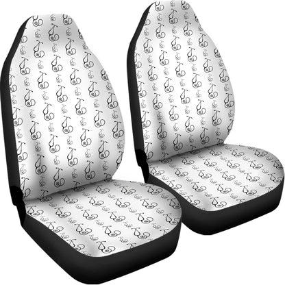 White And Black Stethoscope Print Universal Fit Car Seat Covers