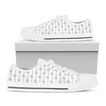 White And Black Stethoscope Print White Low Top Sneakers