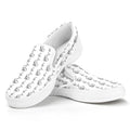 White And Black Stethoscope Print White Slip On Sneakers