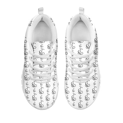 White And Black Stethoscope Print White Sneakers