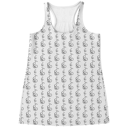 White And Black Stethoscope Print Women's Racerback Tank Top