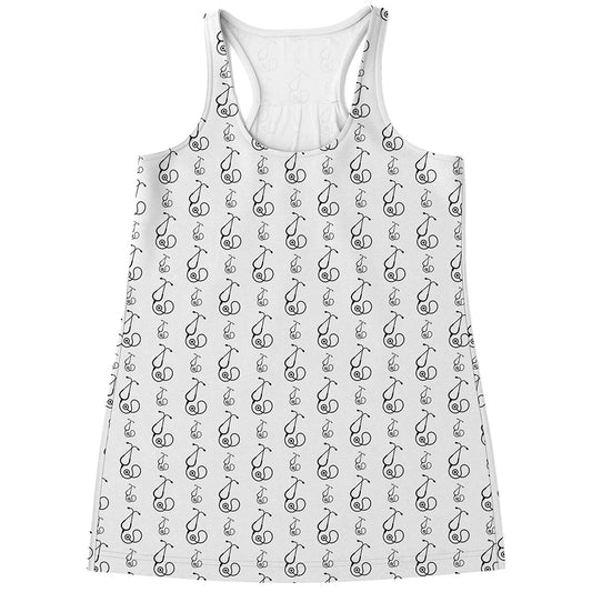 White And Black Stethoscope Print Women's Racerback Tank Top