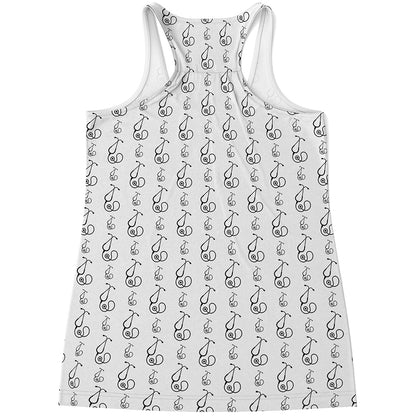 White And Black Stethoscope Print Women's Racerback Tank Top